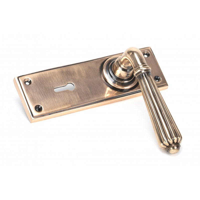 Hinton Lock Door Handle Kit, Polished Bronze