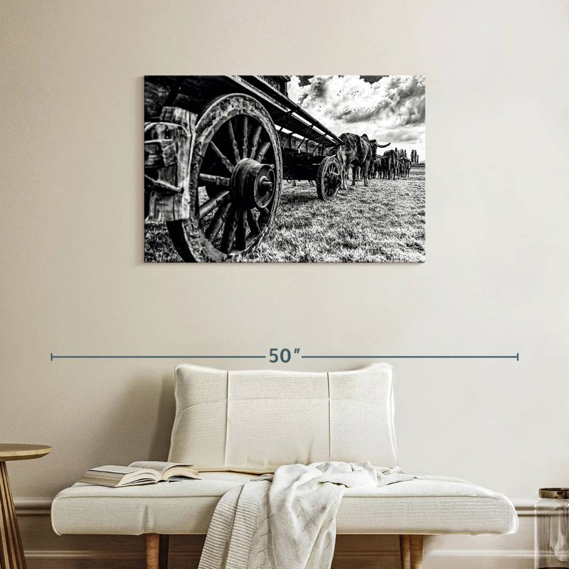 Mehar Bullocks Pulling A Wagon, 24" H x 36" W