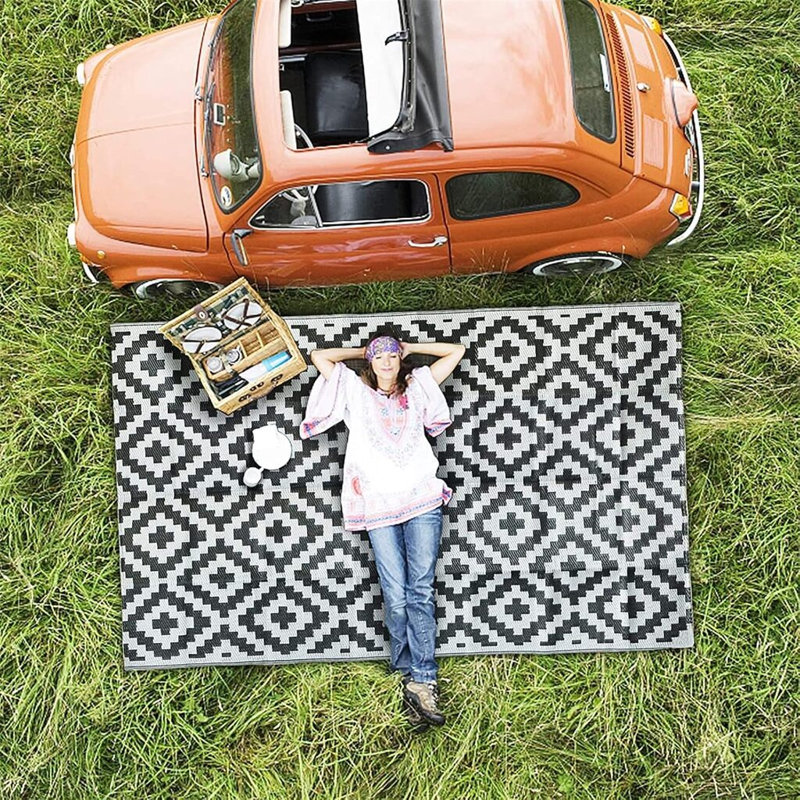 Rectangle 120 cm x 180 cm Geometric Nylon Flatweave Area Rug