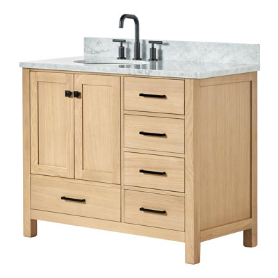 Flynt 43'' Single Bathroom Vanity with Carrara Marble Top