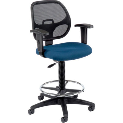 Backed Adjustable Height Ergonomic Lab Stool with Footring Wheels
