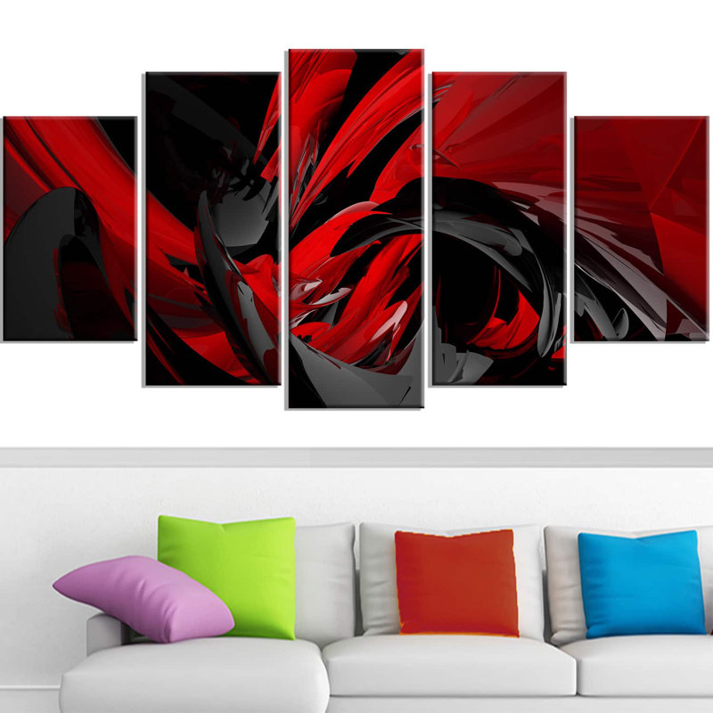 «Red / Black Mixer», ensemble de 5 impressions sur impression murale en métal