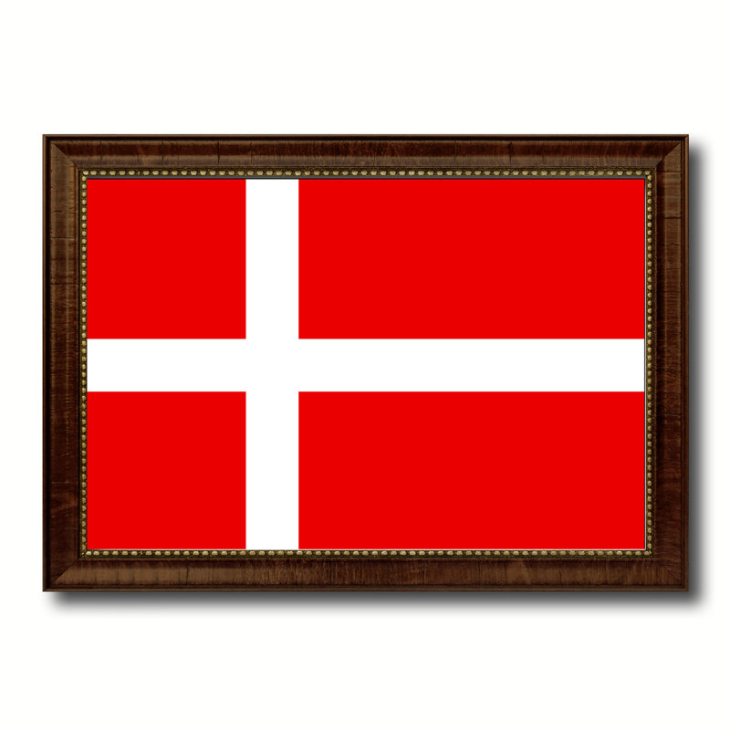 Impression sur toile, "denmark country flag", H 15 po x l 21 po x P 1 po, Encadrement brun