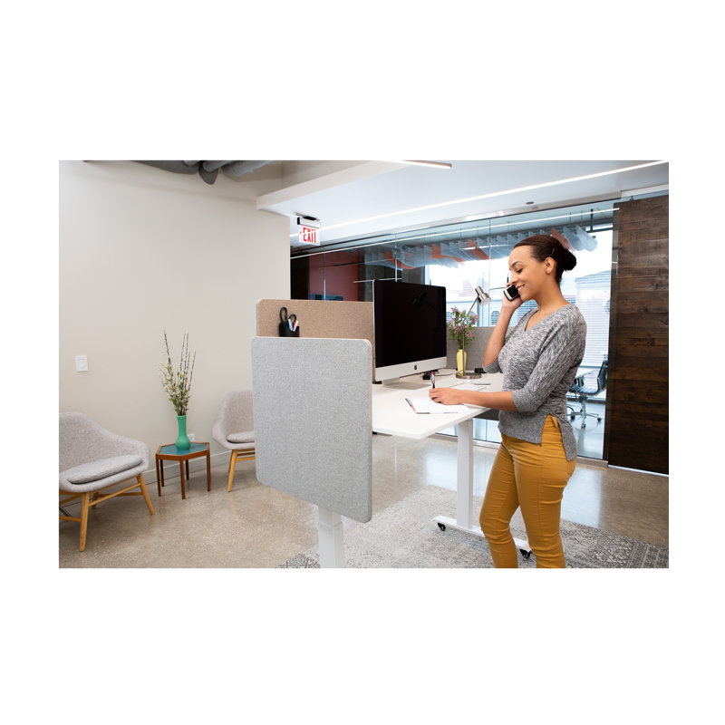Cool Gray Acoustic Desk Divider with Clamp-On Design