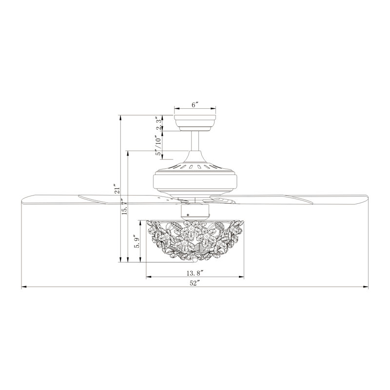 Ventilateur de plafond à 5 pales de 52 po avec télécommande et ensemble d'éclairage inclus Winsor