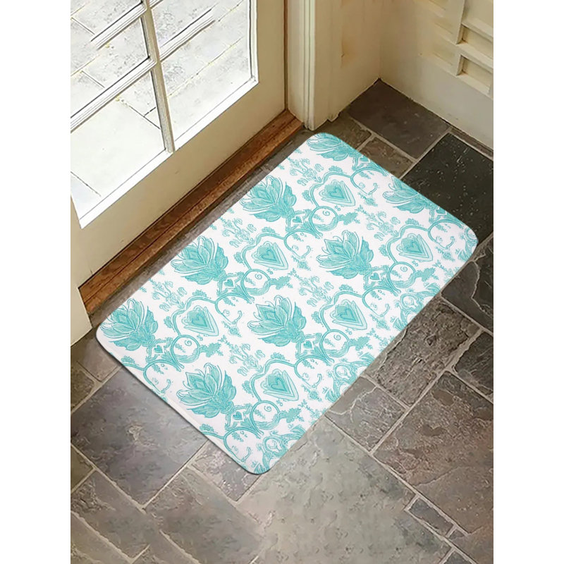Tapis bleu sarcelle pour salle de bain 16L x 24W