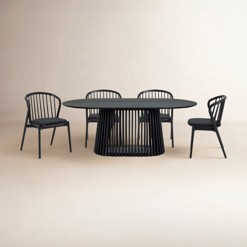 Ensemble de salle à manger ovale L 79 po x l 43 po Flitwick Aarush, Noir, Noir