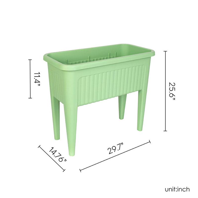 Provence Raised Resin Garden Bed and Stool 4 pc Set, Green