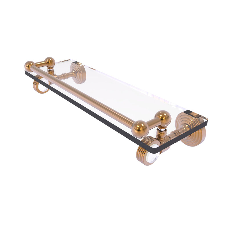 Tablette à support en verre avec barre à serviettes Jarrell, Bronze brossé, H 3,5 po x l 16 po x P 5,5 po