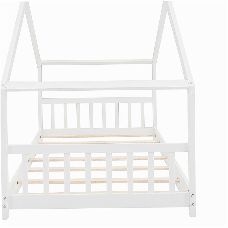 Lit double en bois, blanc, Lit simple, Blanc