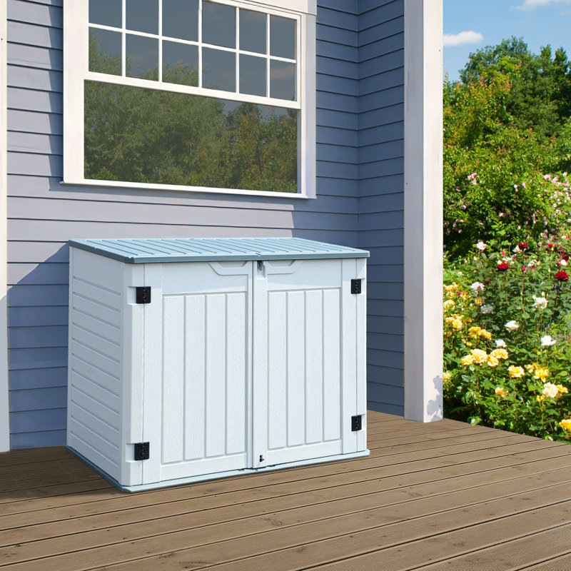 Boîte de rangement en résine l 4,25 pi x P 2,4 pi - 270 gallons, Blanc cassé / blanc