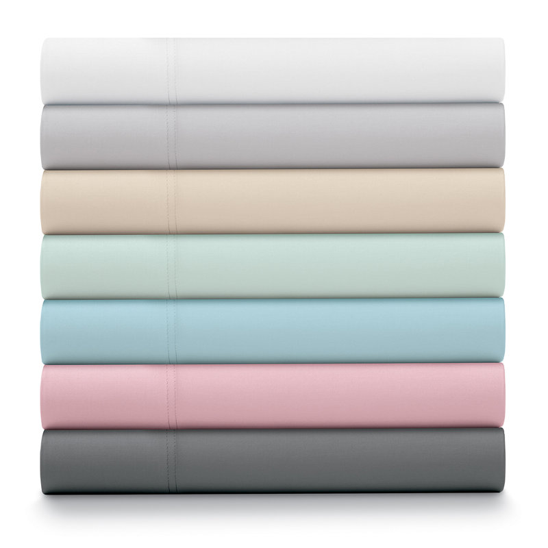 100% Cotton Percale Crisp and Cool Sheet Set, Queen Sheet Set with 4 Pieces Included, White