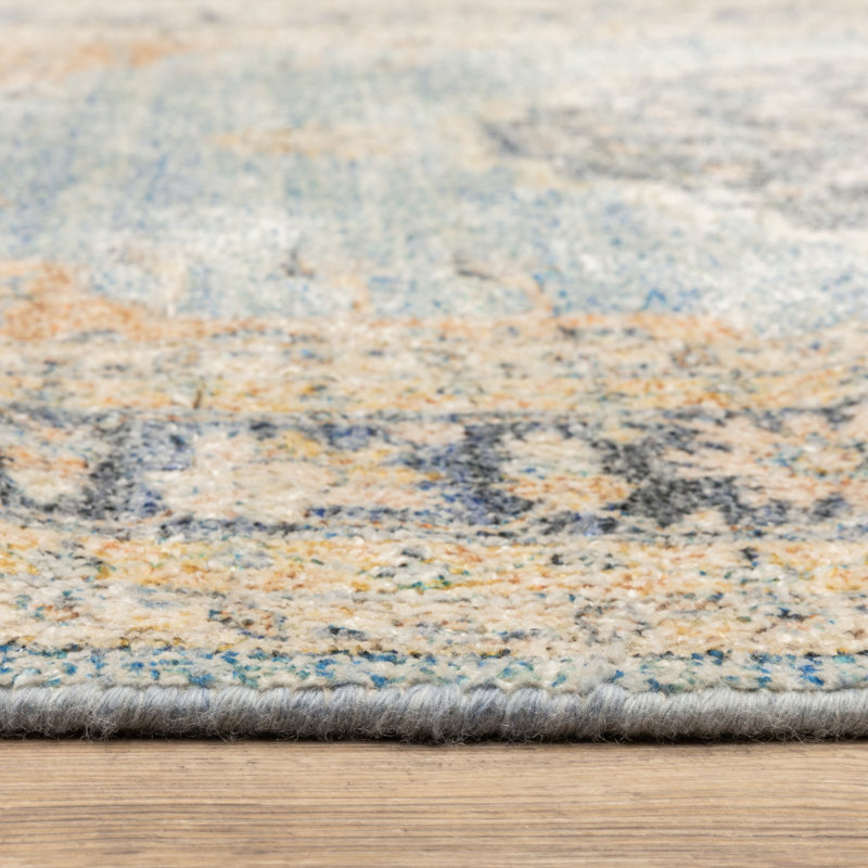 Tapis oriental bleu / beige Hadden, Rectangle 5 pi x 8 pi