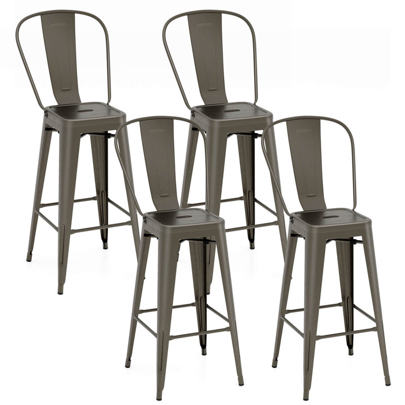 Amira Counter Stool with Metal Frame, Gun