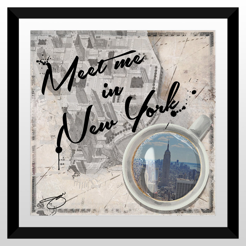 « me répondre à new york », impression, H 27,5 po x l 27,5 po x P 0,75 po, Cadre en plexiglas noir