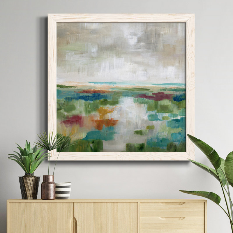 «Spring Wood I», peinture sur toile encadrée, H 17 po x l 17 po x P 1,5 po, Cadre blanc