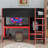 Wooden  twin Size  Gaming Loft Bed With An Integrated Built-In Work Area