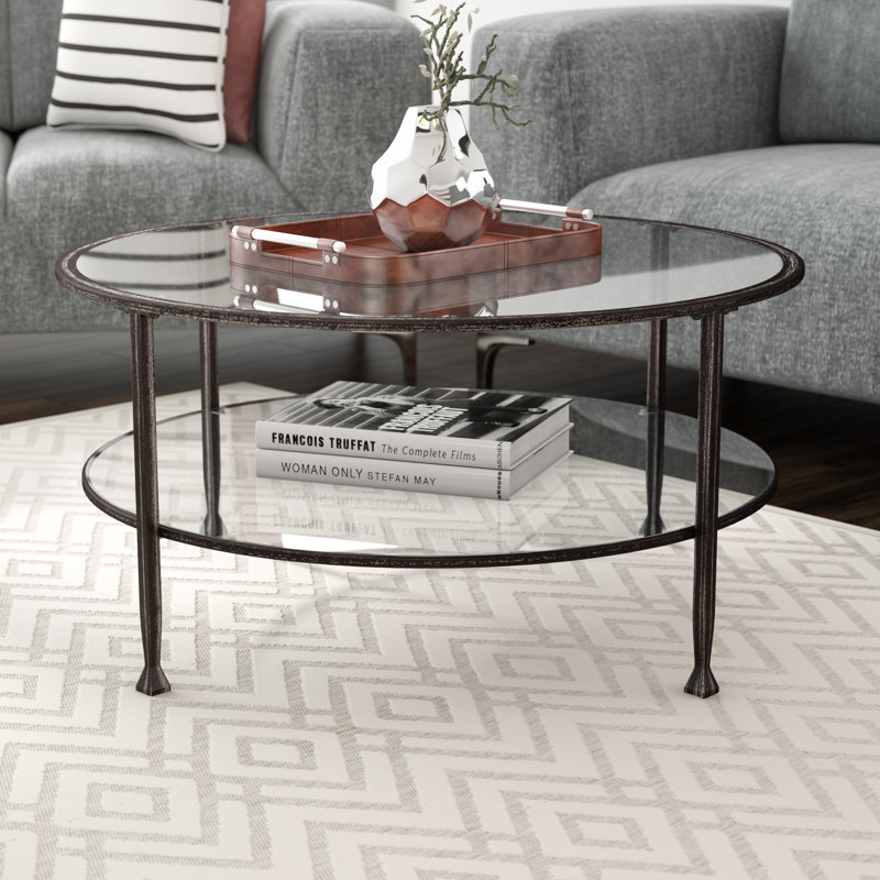 Jordyan Glass Top Coffee Table, Black