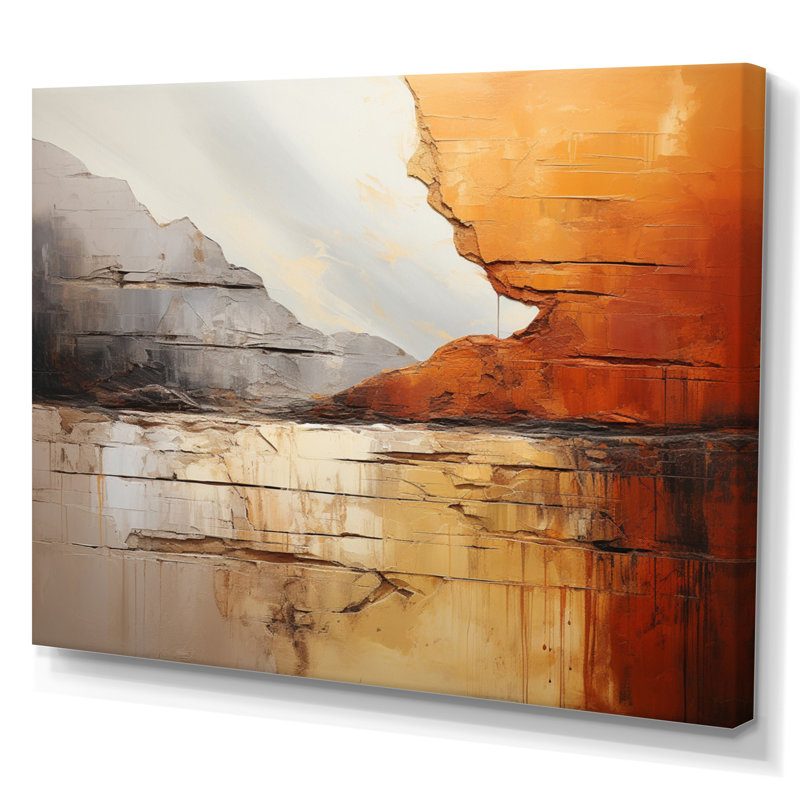 «Grey Orange Gray and Orange Geologique Wonders» sur impression sur toile, Toile tendue, H 16 po x l 32 po x P 1 po