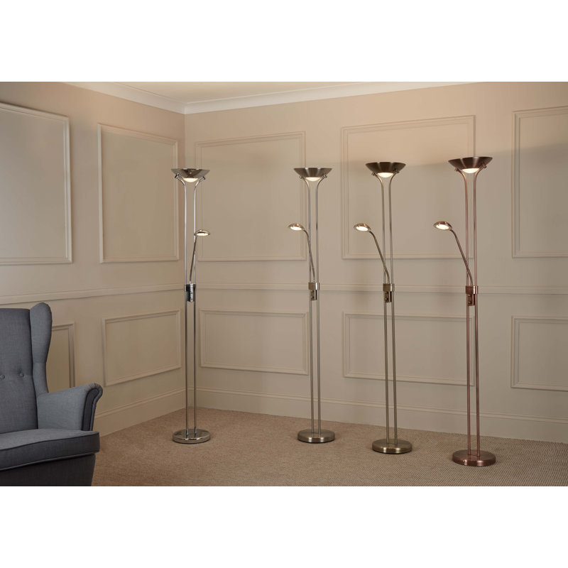 Vamyr 180cm LED Torchiere Floor Lamp, Satin Silver
