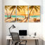 Palmiers, plage tropicale, coucher de soleil, palmiers, ensemble de 3 impressions sur toile