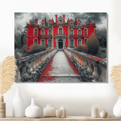 Décoration murale monochrome rouge en automne manoir en Allemagne II - Châteaux