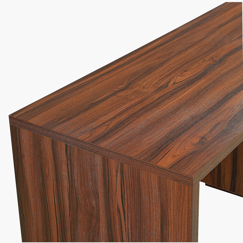 Bureau moderne en L 90 po en noyer avec 3 tiroirs, bureau pivotant à 360 ° en bois, bureau de direction, bureau d'angle, poste de travail de bureau, pour le bureau à domicile ou le salon