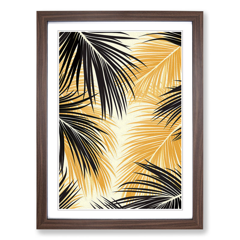 Palm Tree Op - Single Picture Frame Print on Wood, Walnut Framed, 64cm H x 46cm W x 2cm D