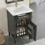 Meuble-lavabo vert de 20 po avec lavabo, pieds en bois massif, tablette réglable, tiroir inclinable, boutons en alliage de zinc, armoire autoportante moderne pour petite salle de bain-321612399