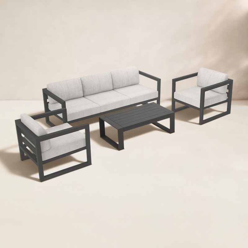 Avion Outdoor 4 - Piece Conversation Set, Cast Silver Sunbrella®