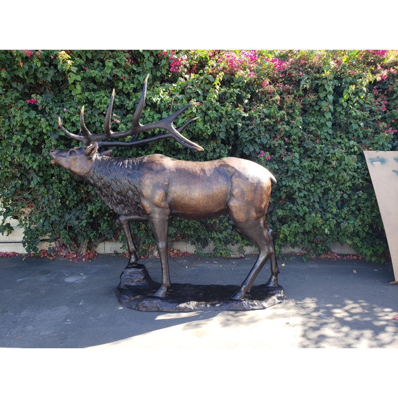 Life-Size Elk Bronze Statue -  Size: 43"L x 99"W x 87"H.