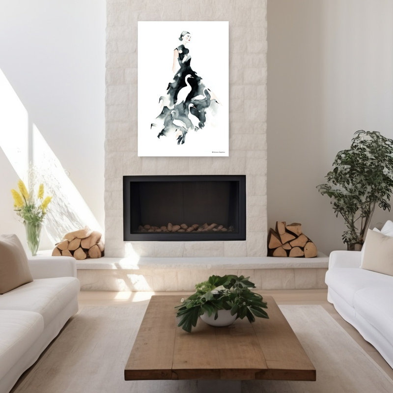 Glamour In Washes Contemporary Elegant Modern Bird Art, 48" H x 32" W
