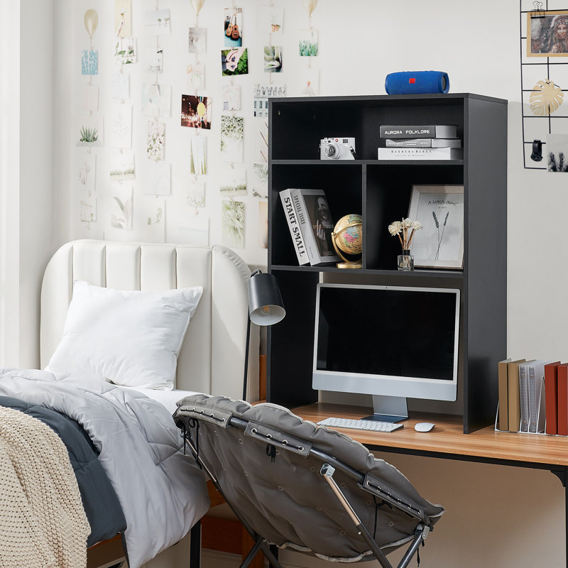 Yak About It Extra Depth Cube Dorm Desk Bookshelf - Firewood, Black