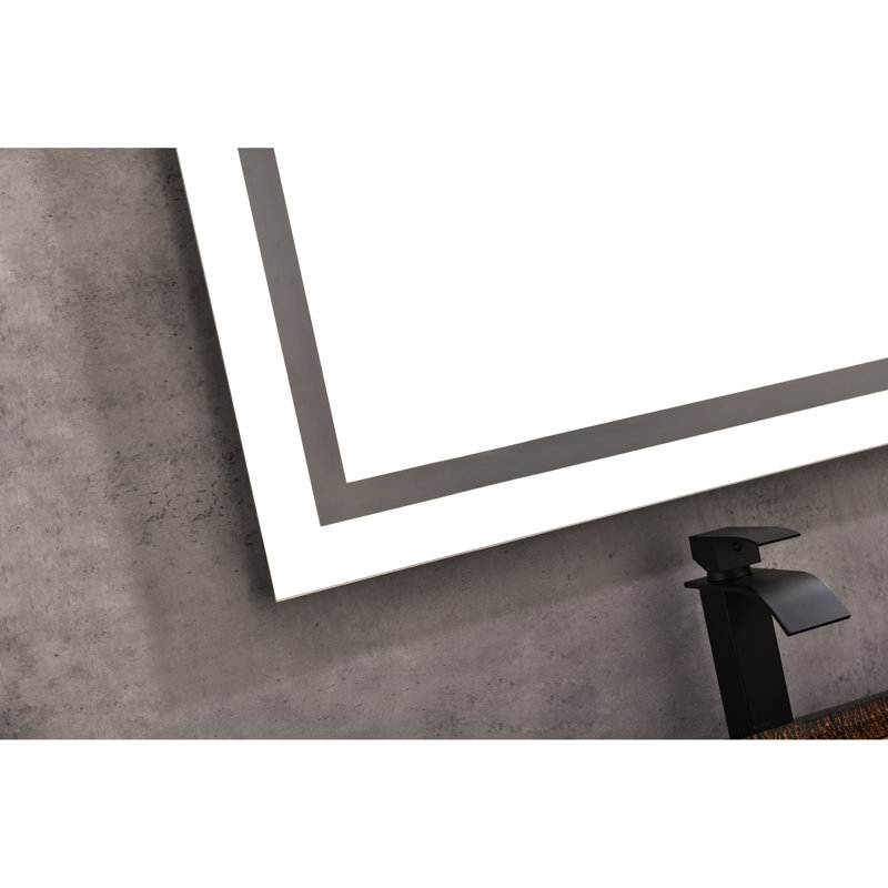 Miroir de salle de bain sans cadre à DEL en cristal poli, 60 po x 36 po