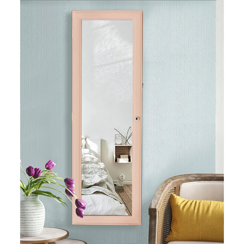 Armoire à bijoux murale avec miroir Grimmage, Rose