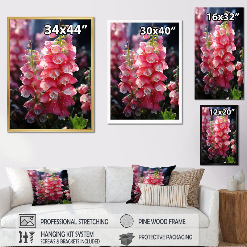 Lolmaugh Meadow Foxglove Fantasy II, H 20 po x l 12 po x P 1 po, Cadre flottant doré