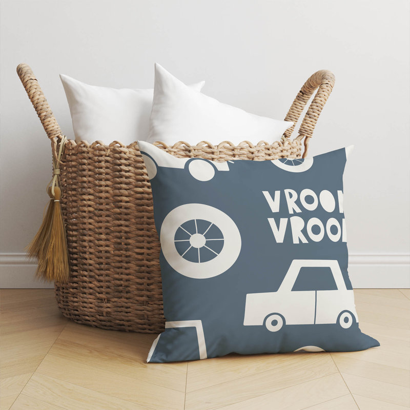 Coussin Vroom, Bleu, H 26 po x l 26 po