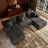 Canapé modulaire en U de 132 po Koli, canapé à compression, velours côtelé gris