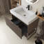 30 po X P 20 po P x 33 po Meuble-lavabo autoportant simple H en chêne brun avec plateau en acrylique blanc