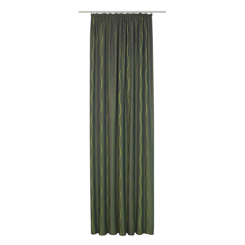 Pedersen Pencil Pleat, Single Curtain, opaque, 132cm Width x 255cm Drop, Green