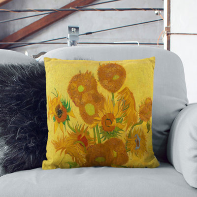 Fifteen Sunflowers Floral Square Throw Cushion