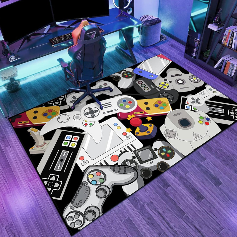 3D Game Controller Gaming Rug - Non-Slip Gamer Carpet For Teen Boys, Kids Bedroom Playroom (47" X 31")