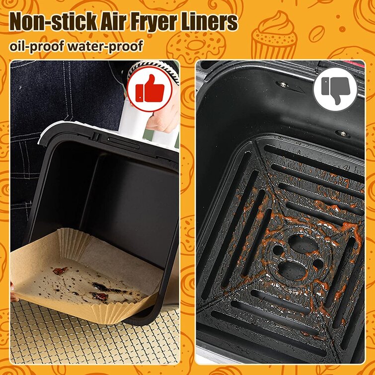 HomLux 50 Pcs Air Fryer Disposable Paper Liner, 6.3 Inch Non-Stick Air  Fryer Liners Square, Parchment Paper For Baking, Cooking, Frying, Roasting  And Microwave, Oil-Proof, Water-Proof