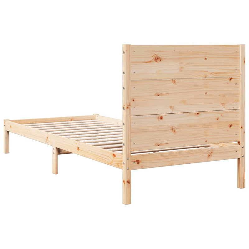Bed Frame Solid Wood, Natural, 95.5 x 215.5 cm