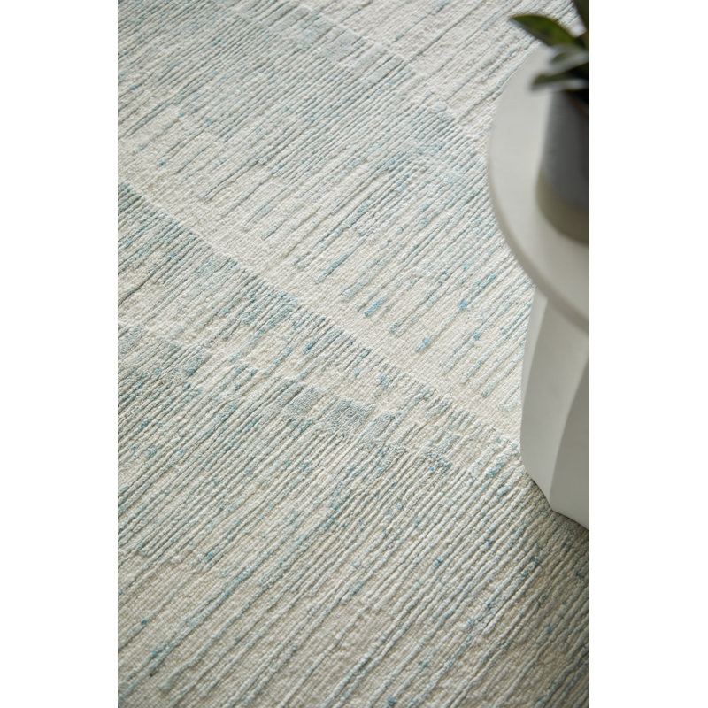 Brighton Modern Abstract, Blue/Ivory/Silver, Area Rug, Runner 2'6" x 10', Mint/Ivory