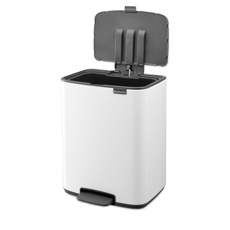 Brabantia Bo Pedal Bin, 12 L, 36.9cm H x 29.2cm W x 26.3cm D, White