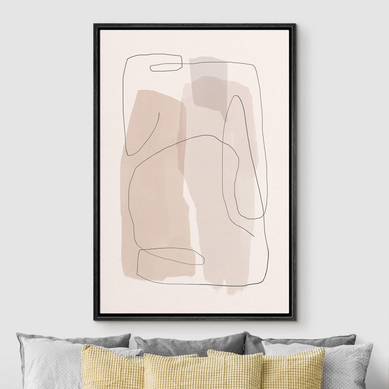 Pastel, aquarelle, collage, abstraite, minimaliste, contemporain, calme, décor de bureau, Cadre flottant noir