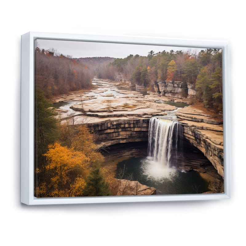 Alabama Water Cascades Beauty II - impression, H 16 po x l 32 po x P 1 po, Cadre flottant blanc