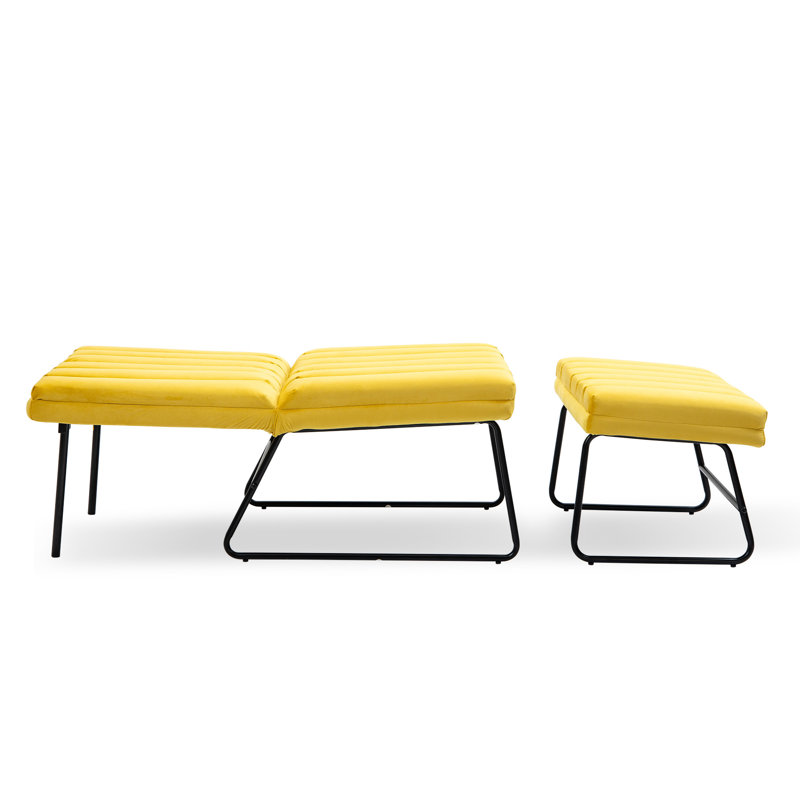 Chaise longue rembourrée Ayma, Velours jaune