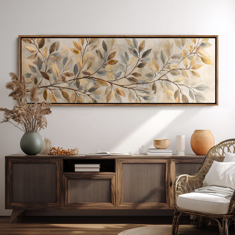 «Calm Distant Horizon with Birds Living Room», art mural, H 20 po x l 60 po, Naturel